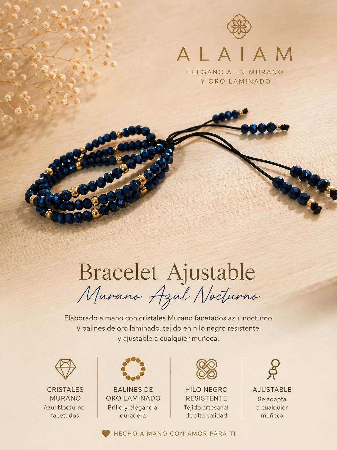 Bracelete ajustable azul nocturno